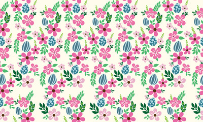 Easter egg pattern background, with leaf and floral decor.