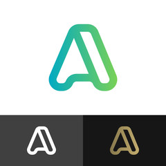 Logo design of letter A in modern and minimalist style. Wave, real estate logo purposed. 