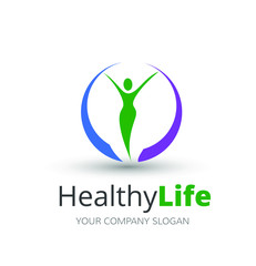 people Healthy Life, fitness, heath care Logo template vector icon, 