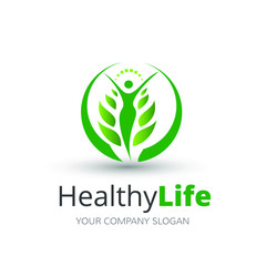 people Healthy Life, fitness, heath care Logo template vector icon, 