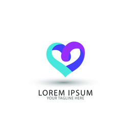 Heart vector symbol. Valentines day ribbon logotype. Abstract line medical health logo icon design.