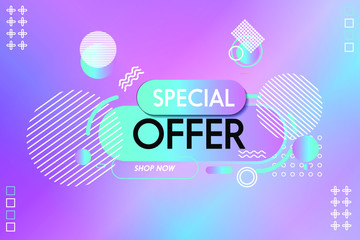 Minimal abstract gradient background for sale or promotion. Dynamic shapes composition