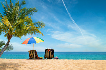 Exotic tropical beach landscape for background or wallpaper. Tranquil beach scene for travel inspirational, Summer holiday and vacation concept for tourism relaxing.