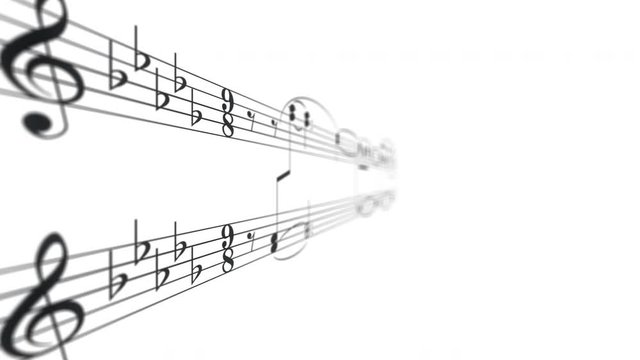 Black harmony orchestra music note composition with melody score on a white background