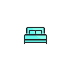 Dngle bed color line icon vector illustration