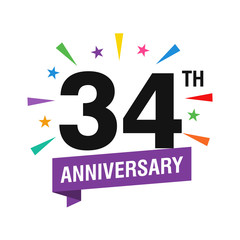 34th Years Anniversary Logo Design Vector