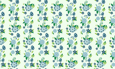 Egg pattern background for Easter, with unique design of leaf and rose flower.