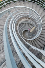 Empty modern spiral stairway, viewed from top