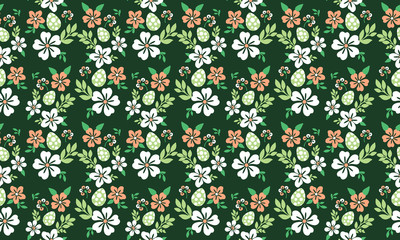 Easter egg pattern background for wallpaper design, with leaf and flower design.