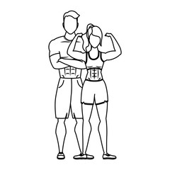 Fototapeta na wymiar young athletes couple characters healthy lifestyle