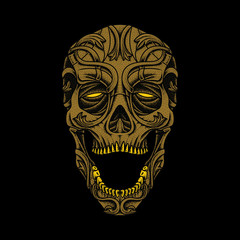 Skull ornate carving graphic illustration vector art t-shirt design