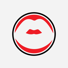 Lips icon cosmetic logo vector template