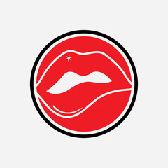 Lips icon cosmetic logo vector template