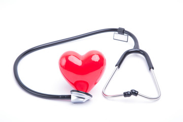 Red heart and stethoscope