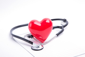 Red heart and stethoscope