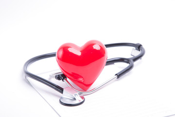 Red heart and stethoscope