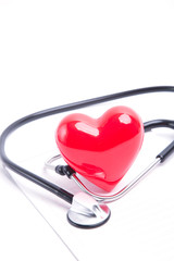 Red heart and stethoscope
