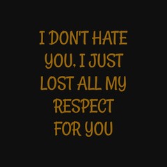 Fototapeta na wymiar I don't hate you I just lost all my respect for you. Inspiring typography, art quote with black gold background.