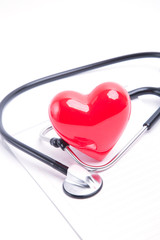 Red heart and stethoscope