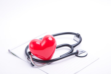 Red heart and stethoscope