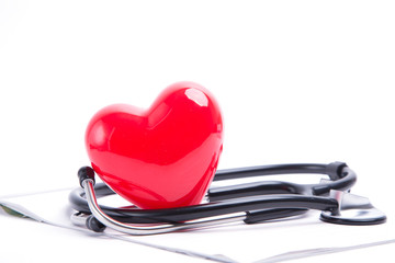 Red heart and stethoscope