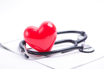 Red heart and stethoscope