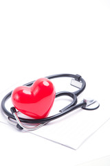 Red heart and stethoscope