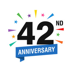 42nd Years Anniversary Logo Design Vector