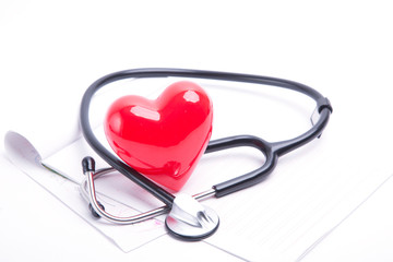 Red heart and stethoscope