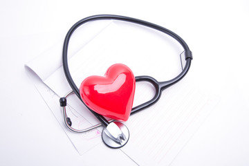 Red heart and stethoscope