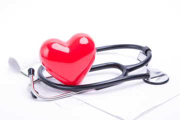 Red heart and stethoscope
