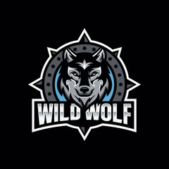 Wild wolf esport mascot logo design vector illustration