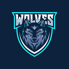 Wild wolf esport mascot logo design vector illustration © nrsha