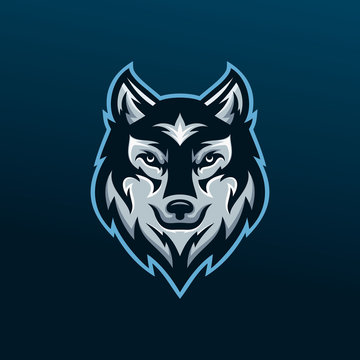 Wild wolf esport mascot logo design vector illustration