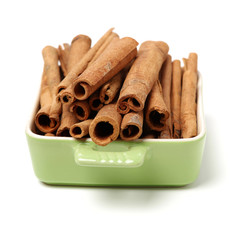 Cinnamon on a white background