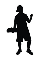 Skate boarding man silhouette vector