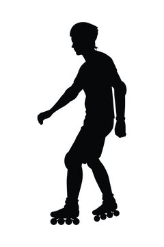 recommend clip art: Roller skating young man silhouette vector