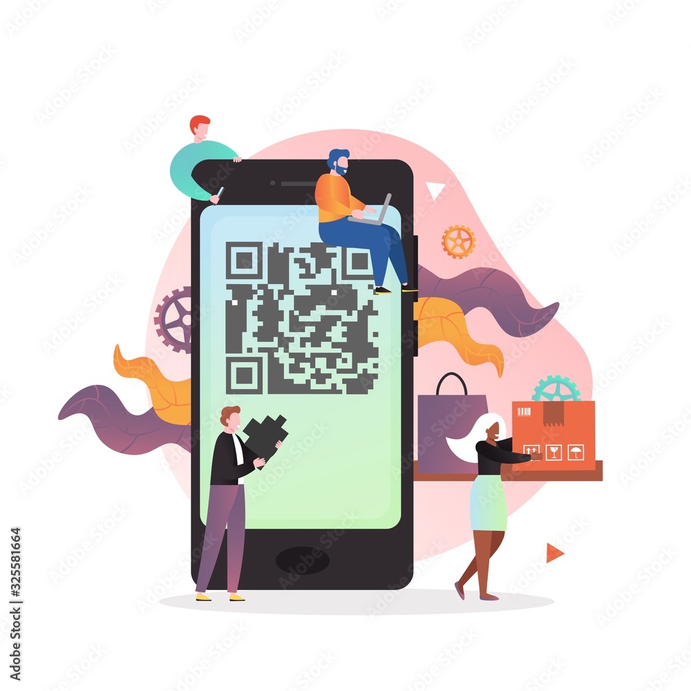 Poster qr code vector concept for web banner, website page