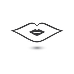 Lips icon cosmetic logo vector template