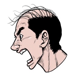 Profile of a man shouting
