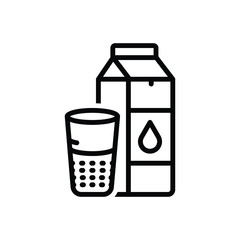 Black line icon for milk 