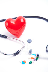 Red heart and stethoscope