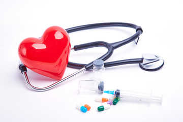 Red heart and stethoscope
