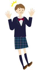 Illustration of a female student standing (Surprise pose)