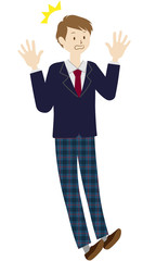 Illustration of a male student standing (Surprise pose)