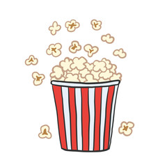 Popcorn. Vector color illustration in cartoon style. Drawing popcorn.