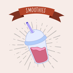 Smoothies. Vector color illustration. Freehand drawing in cartoon style. Vintage poster design.