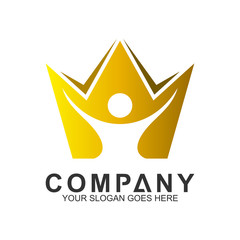 crown with people inside vector logo design