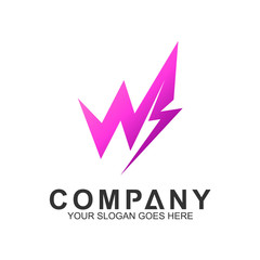abstract thunder letter W logo