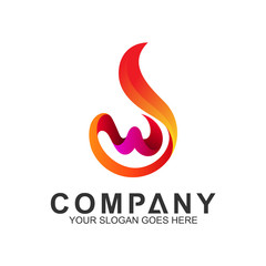 abstract fire letter W logo template